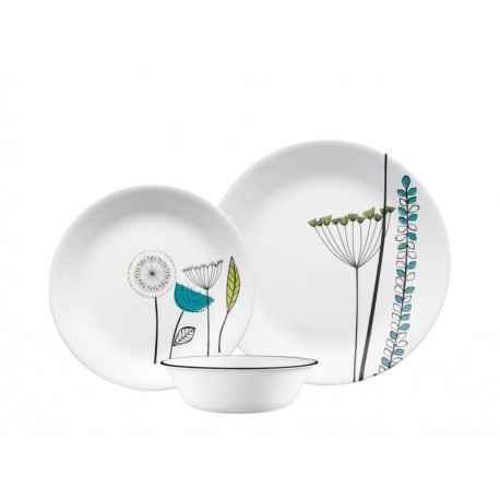 Corelle Vajilla Abstract Meadow de 12 Piezas Blanca - Envío Gratuito