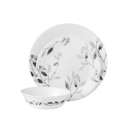 Corelle Vajilla Misty Leaves 12 Piezas Blanca - Envío Gratuito