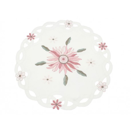 Blanme Carpeta Redonda Blanme Blanco Rosa Gerbera HRL-365-19 - Envío Gratuito