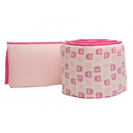 Nap Bumper Búhos Protector para Cuna 70 X 130 Rosa - Envío Gratuito