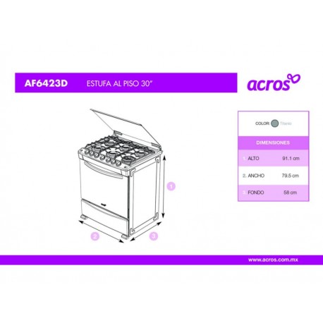 Estufa Acros 30 pulgadas acero AF6423D - Envío Gratuito