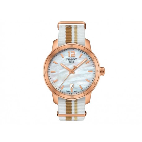 Tissot Quickster T0954103711700 Reloj para Caballero Color Blanco/Dorado - Envío Gratuito